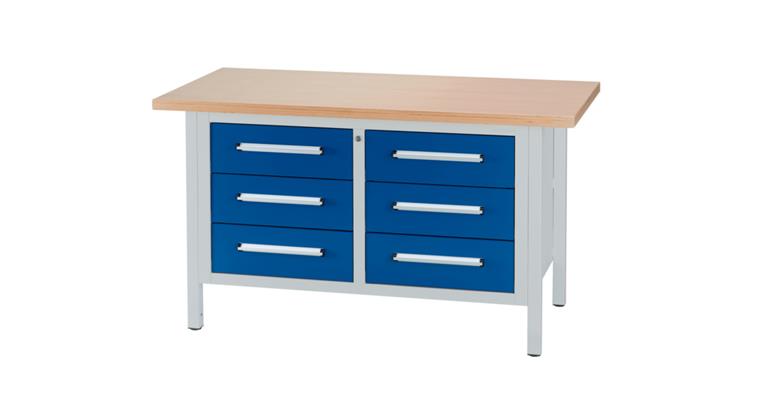 1082000251 Cabinet workbench W1500XD750XH840mm 6 drawers RAL7035/5010