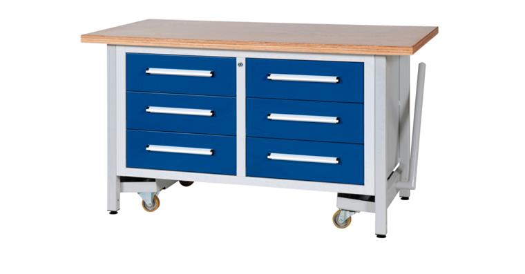 1082000253 Cabinet workbench W1500XD750XH840mm 6 drawers RAL7035/5010