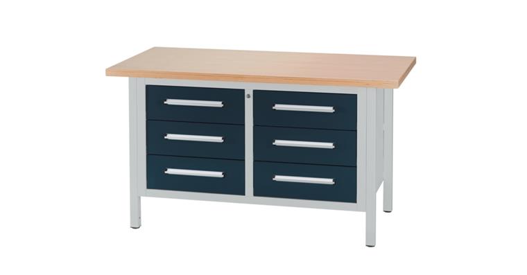 1082000351 Cabinet workbench W1500XD750XH840mm 6 drawers RAL7035/7016