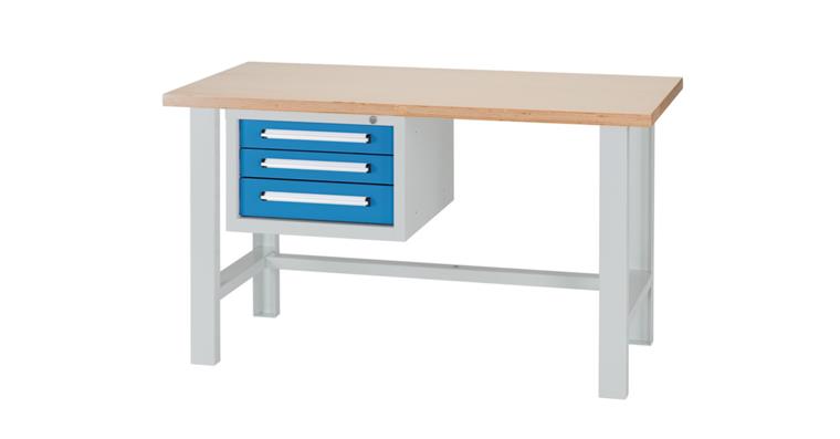 1082003131 Kombi-Werkbank Serie DB B1500 x T750 x H840mm RAL7035/5012 3 x Schublade