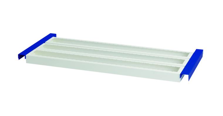 CNC-Werkzeug-Aufnahmerahmen 900x443 mm RAL 7035/5010 für Flügeltürenschrank