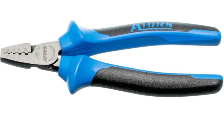 ATORN wire end ferrule pliers, 145 mm, polished head, 2-C handles, 0.25-2.5 mm²