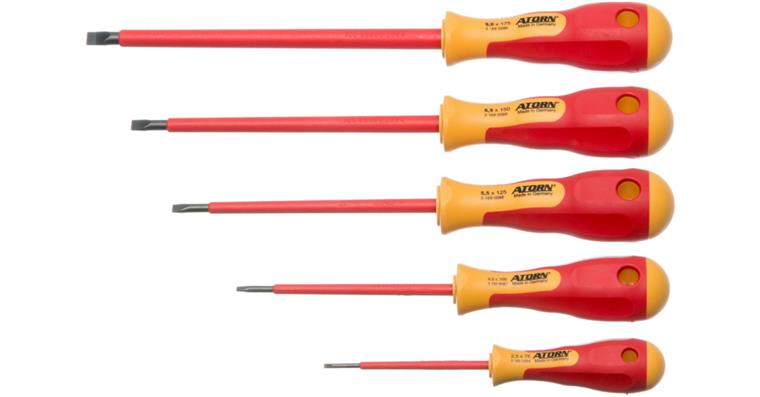 ATORN VDE screwdriver set, 5 pcs, 2.5/4.0/5.5/6.5/8.0