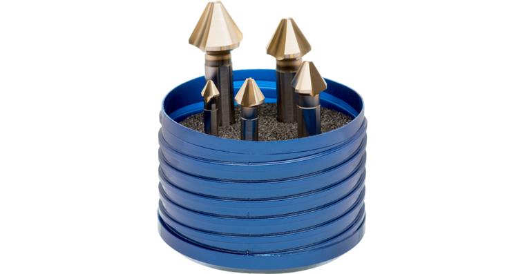1012291350 ATORN countersink set, 60°, HSS, extremely unequal pitch 6.3-20.5 mm 3-flat shnk