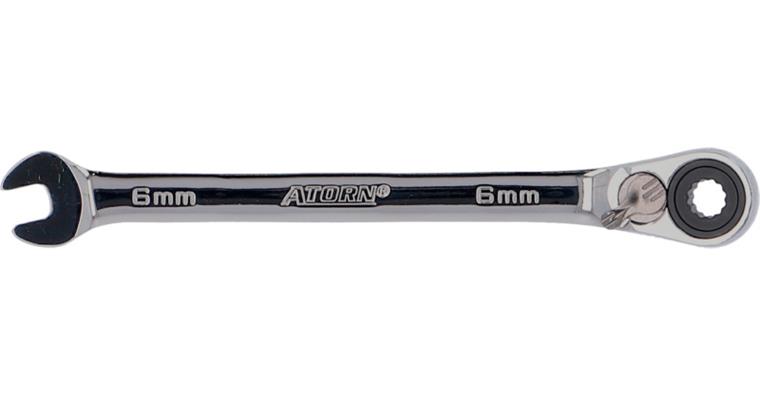 ATORN ratchet combination wrench, 6 mm, angled 15°, reversing lever