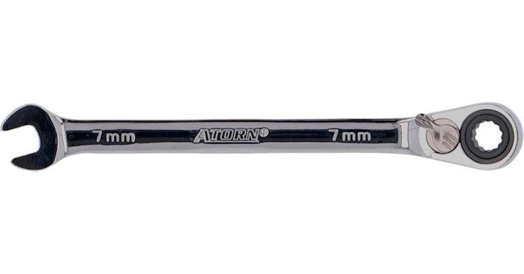 1050390099 ATORN ratchet combination wrench, 7 mm, angled 15°, reversing lever