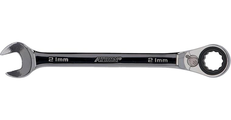 1050390113 ATORN ratchet combination wrench, 21 mm, angled 15°, reversing lever