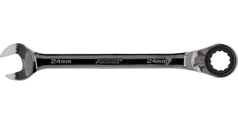 ATORN ratchet combination wrench, 24 mm, angled 15°, reversing lever