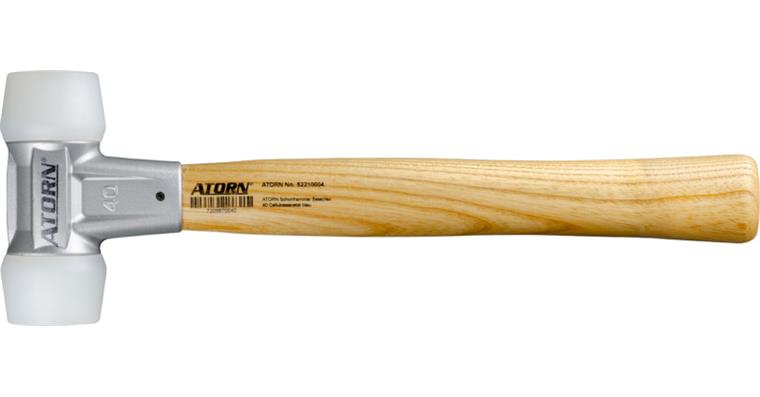 ATORN soft-face hammer, 25 mm head, white nylon hammer heads, ash handle