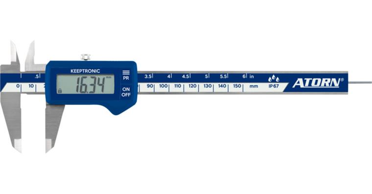 ATORN vernier calipers IP67 electr. 150 mm depth gauge flat