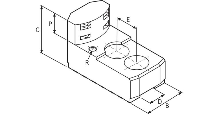 ATORN Greiferbacken Innen gehärtet M12 1/16 Zollx90 Grad Abstand 22 mm