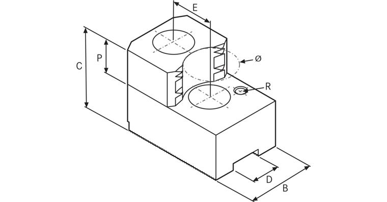 ATORN Greiferbacken Aussenspannung gehärtet M12 1,5 mmx60 Grad Abstand E=25 mm