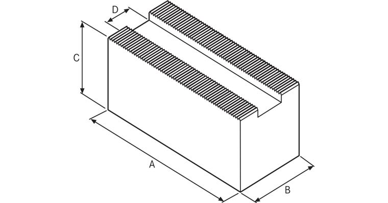 ATORN Aufsatzbacken weich ungebohrt 420x60x120 mm 1,5 mm x 60 Grad