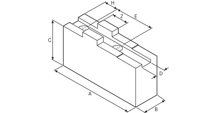 ATORN Aufsatzbacken weich Stahl 137x40x60 mm M12 Bohrabstand 76 mm