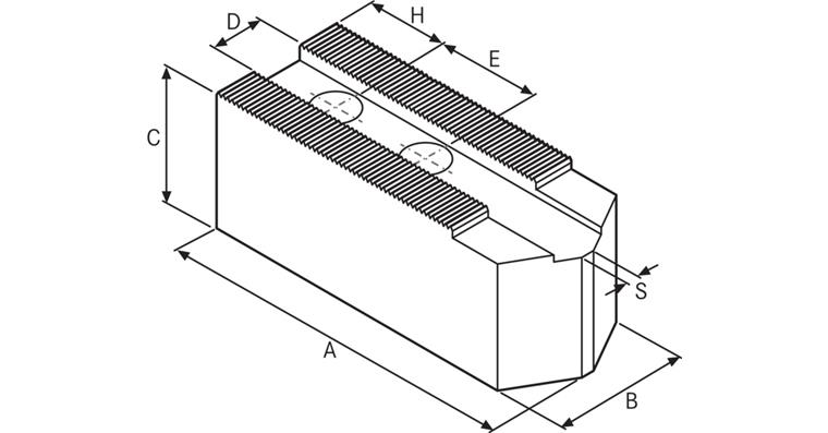 ATORN Aufsatzbacken weich angespitzt 82x35x60 mm M10 1,5 mmx 60 Grad E 20 mm