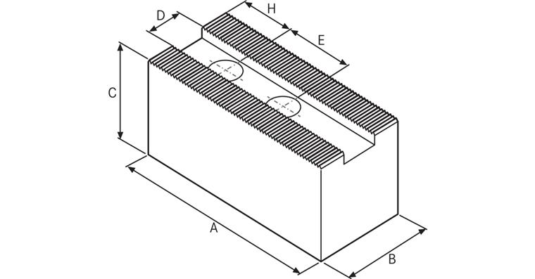 ATORN Aufsatzbacken weich 130x80x50 mm M14 1,5 mmx 60 Grad Bohrabstand 30 mm