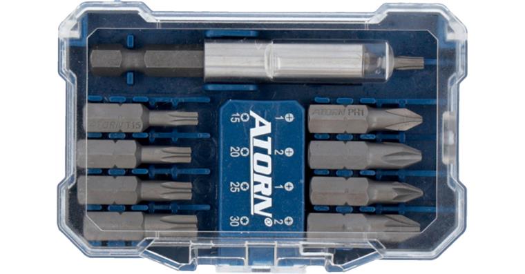 ATORN bit box 10 pieces, PH, PZ, TX with holder