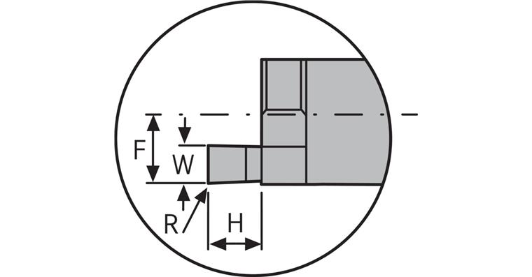 ATORN Mini-Schneideinsatz S Axialeinstechen Innen D min=14,0 mm 2,5 mm 3 mm
