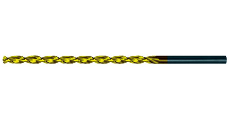 Extra-long twist drill bit DIN 1869 type FN HSS+TiN ground 3 mm L=150