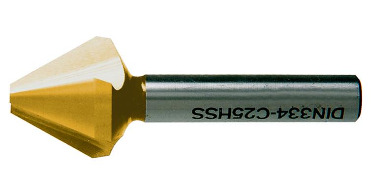 Kegel- und Entgratsenker 60° m. Zylinderschaft DIN 334 3 Schn. HSS/TiN Ø 10,0 mm