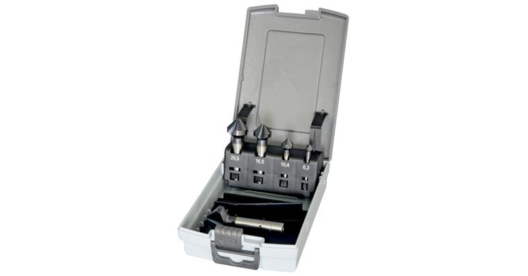 Prec. countersink set 5 pcs HSS-E Alunit d. 6.3/10.4/16.5/20.5/25.0 mm