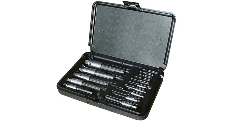 Screw tap extractor set for 3 grooves, 6 pieces, M4-12