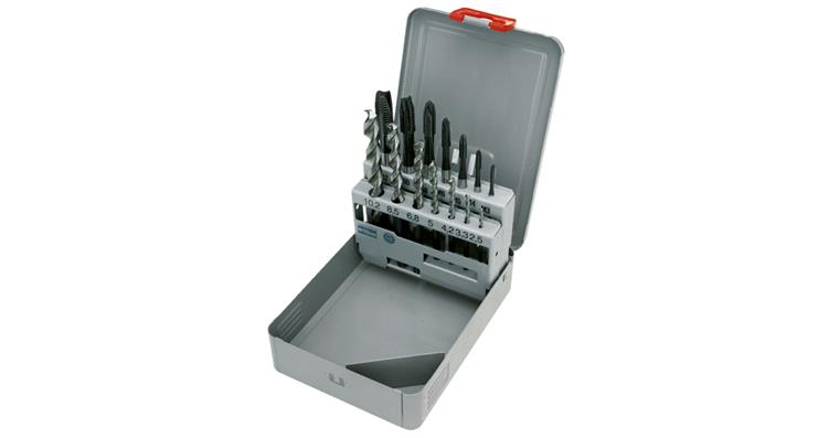 Machine tap set with twist drill straight-grooved for VA M3-M10