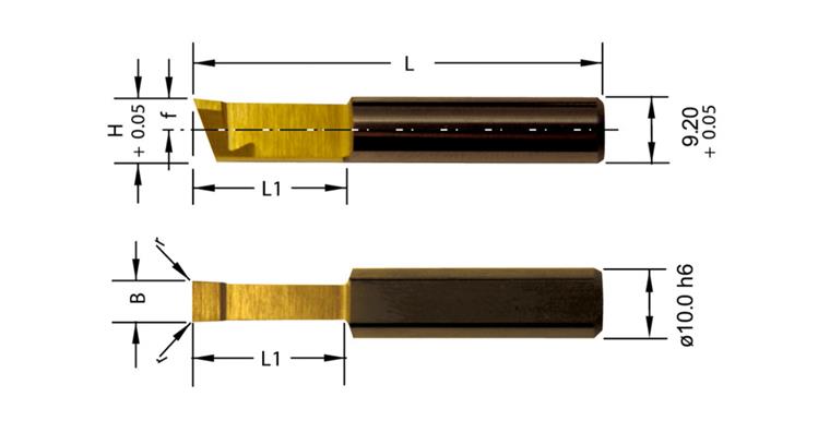 Cutting insert NP10.500.02.2 f. broaching long. grooves fr. drill hole dia. 10mm