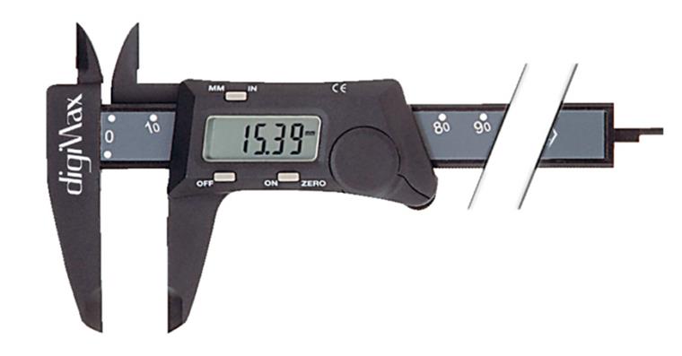 Messschieber digital 150mm, digiMax®, ohne Datenausgang, flach, Glasfaser