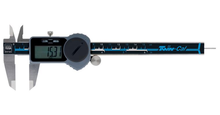 TWIN-CAL IP40 digital pocket vernier callipers 0-150mm data outp. a. drive wheel