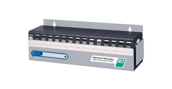 Fühlerlehrenband-Sortiment INOX 15-teilig im Wandhalter Stärke 0,01-0,25 mm