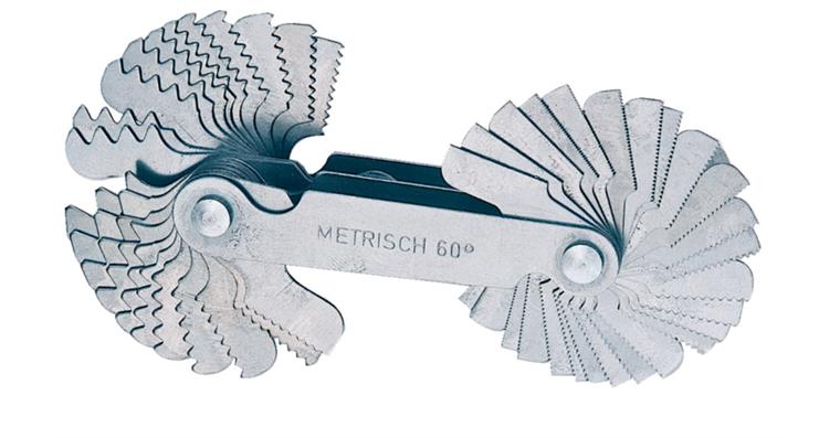 Thr. gauge mtrc  60° 24 pitches 0.25-6 mm + Whitworth 55° 28 pitches 4-62 thrds/inch