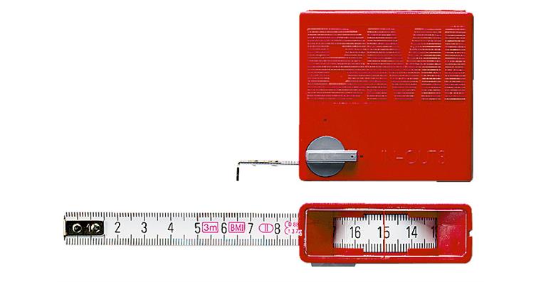 Taschen-Bandmaß freilaufendes Band Sichtfenster L=3 m