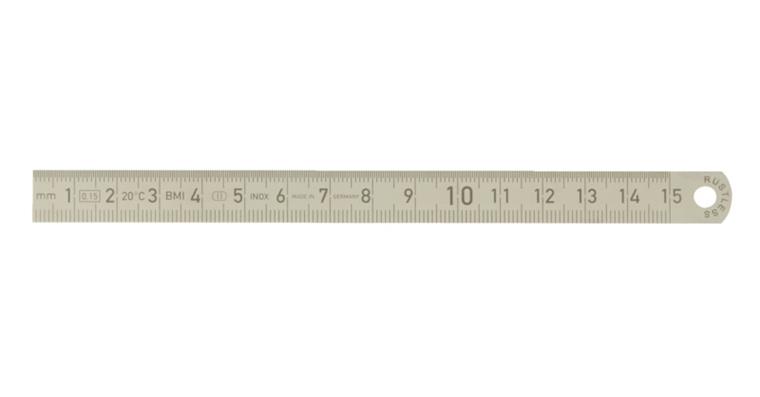 Biegsamer Maßstab doppelseitige Teilung 1/2 & 1/1mm EG-Gen. II rostfrei L=1000mm