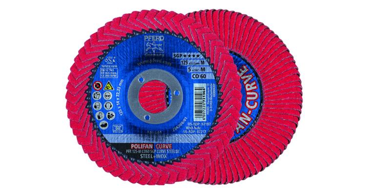 Polifan lam. flap disc CO SPG CURVE STEELOX dia. 125 mm, fillet weld width> 8 mm