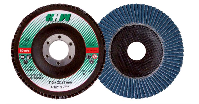 Lamella flap discs (alumina-zirconia/corundum) grit 60, dia. 125 mm, max. 12,200