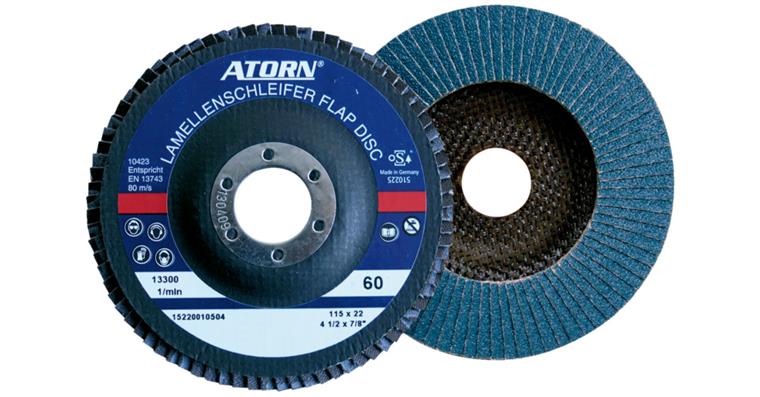 ATORN domed abrasive flap disc made of alumina-zirconia, grain 40, dia. 115 mm