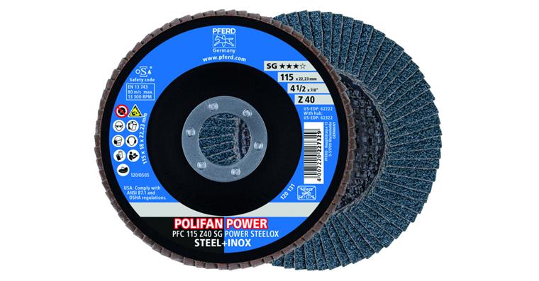 Lamella flap disc Z SG POWER STEELOX, dia. 125 mm, alumina zirconia, 40 grit