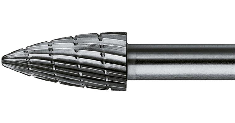 HSS bur ogival (SPG) sh. dia. 6 mm serr. 2 head dia.xlength 12x30 mm
