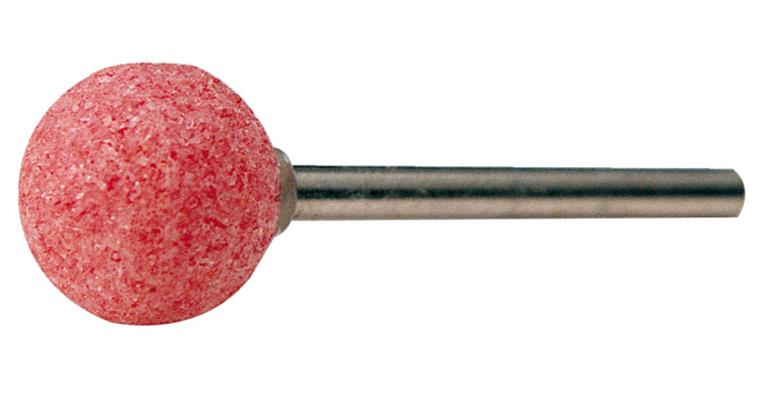Spherical mounted point shank dia. 6 mm corundum pink dia. 13 mm