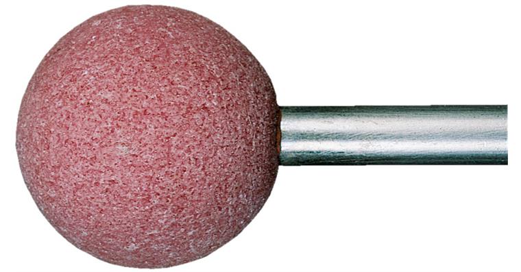 Spherical mounted point corundum pink shank dia. 6 mm grit coarse 24 dia. 32 mm