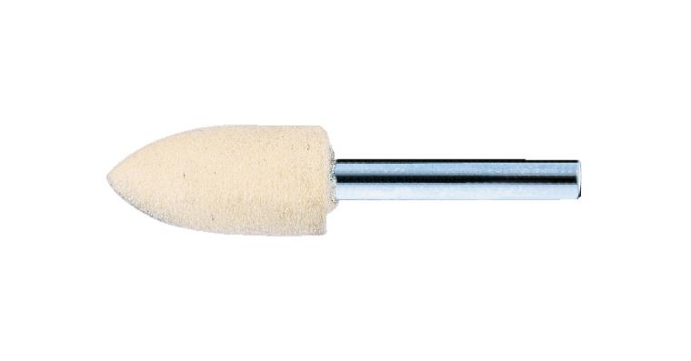 Felt polishing point ogival shank diameter 3 mm head diameter x length 12x18 mm