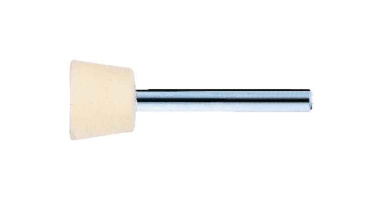 Felt polishing point angled shank diameter 6 mm head diameter x length 20x16 mm