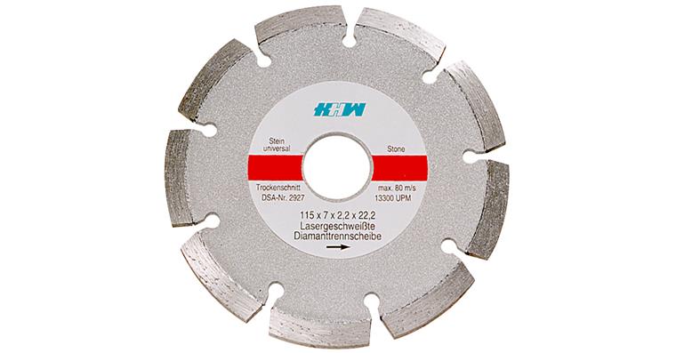 Diamond cutting disc, slotted, edge dia. 125x2.2 mm