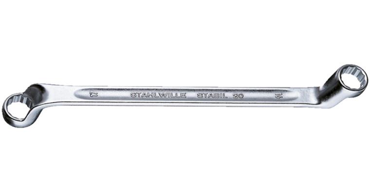 Gekröpfte Ringschlüssel DIN 838/ISO 10104 Chrome-Alloy-Steel SW 20x22 mm