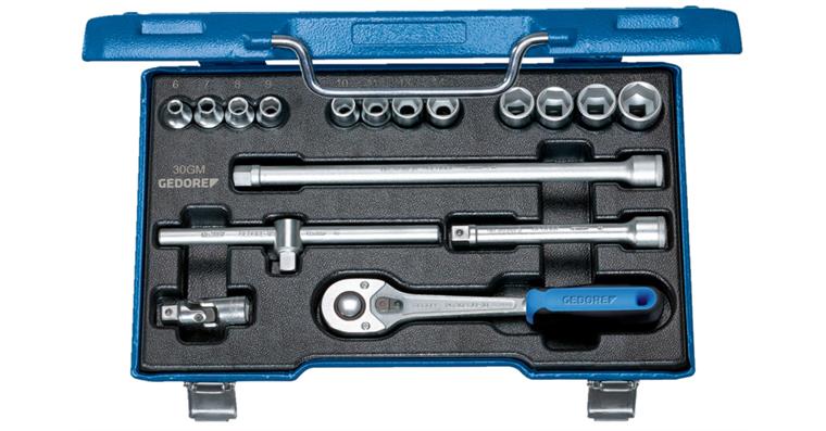 3/8 Zoll 6kant Steckschlüssel-Satz 17teilig SW 6-19 mm im Kasten