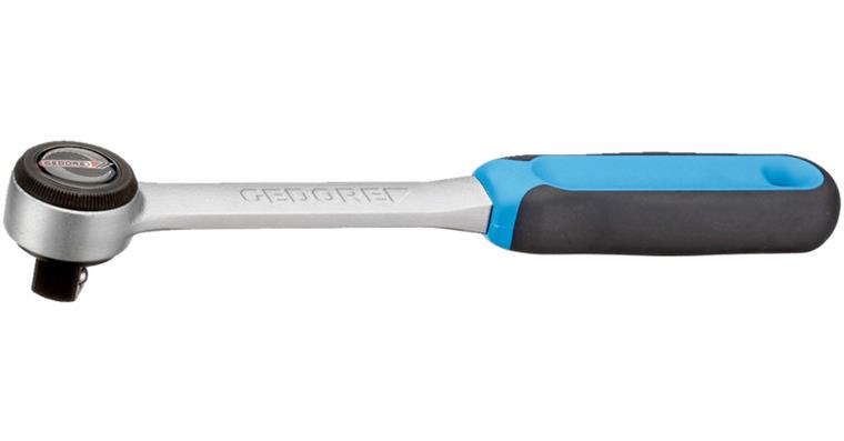 3/8 inch rotating head rev. ratchet DIN 3122 CV stl finely toothed length 200 mm