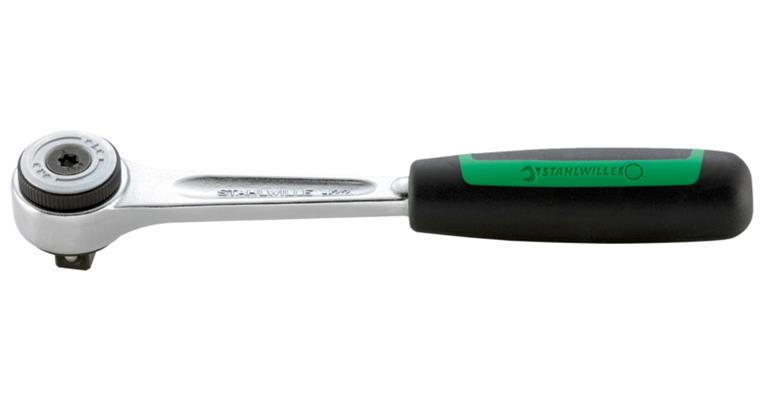 3/8 inch rot head rev. ratchet DIN 3122/ISO 3315 CA-steel finely toothed L=194