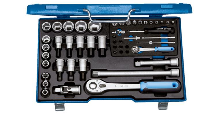 1/4 und 1/2 Zoll 6kant Steckschlüssel-Satz 50teilig SW 4-30 mm im Stahlblechk.