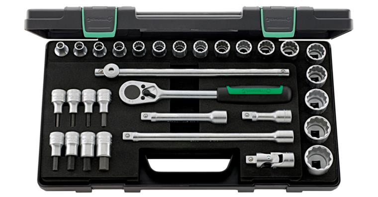 1/2 Zoll 12kant Steckschlüssel-Satz 31teilig SW 8-32 mm im ABS-Kunststoffkasten